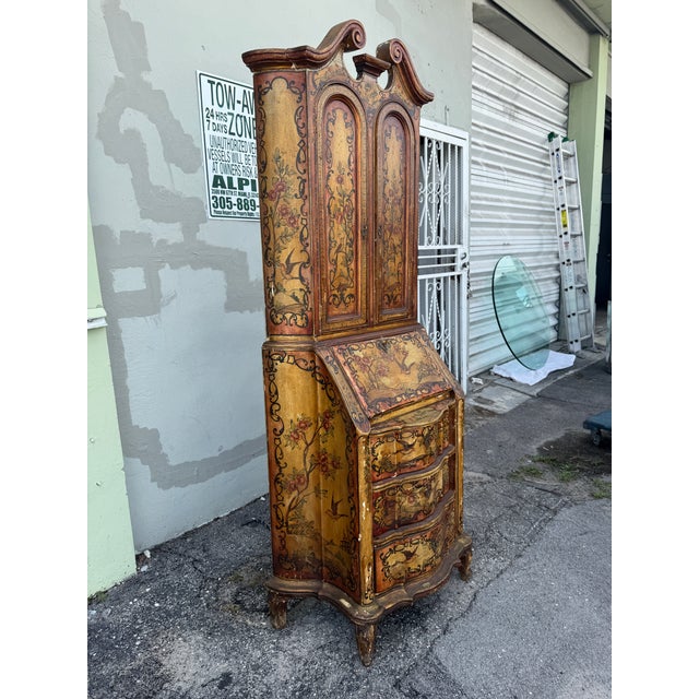 Antique Italian Venetian Hand Painted Secretary Desk For Sale - Image 15 of 18