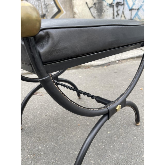 Mid-Century Modern Leather Sheathed Ottomans by Jacques Adnet, 1950s, Set of 2 For Sale - Image 3 of 6