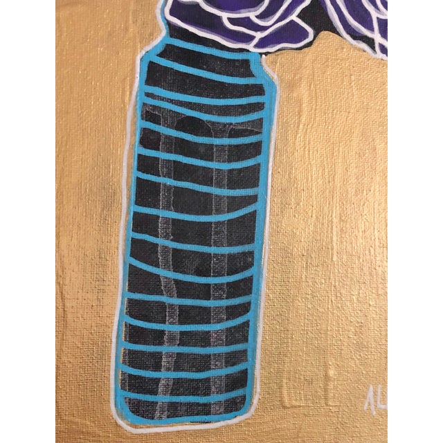 2020s Original Painting on Canvas by CL Auker “Purple Roses on Gold” For Sale - Image 5 of 5