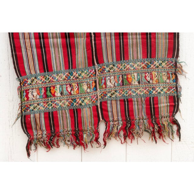 Vintage Stripe & Embroidered Huipil For Sale - Image 4 of 9
