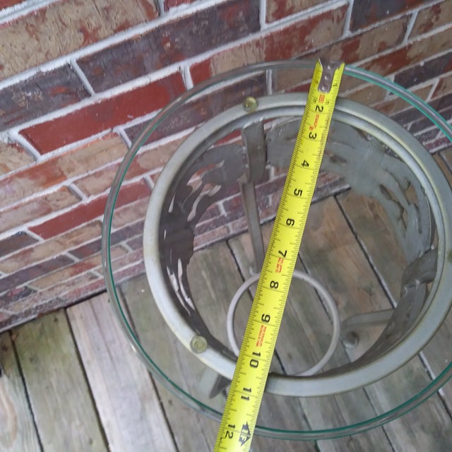 Vintage Victorian Cast Metal Outdoor Plant Stand With Glass Top For Sale - Image 11 of 13