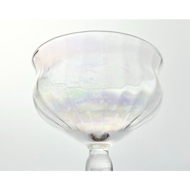 1960s Set of 6 Lustre Iridescent Rainbow Pearl Optic Coupe Champagne Glasses For Sale In Dallas - Image 6 of 7