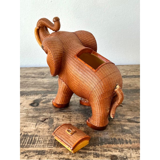 Boho Chic Vintage Shanghai Weave Elephant Basket For Sale - Image 3 of 12