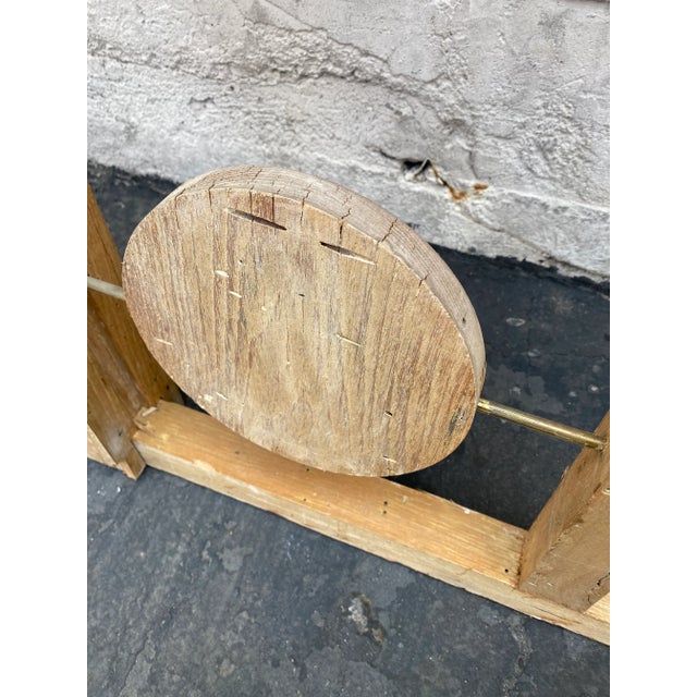 Wood Mid Century Room Divider With Swiveling Circle Details For Sale - Image 7 of 13