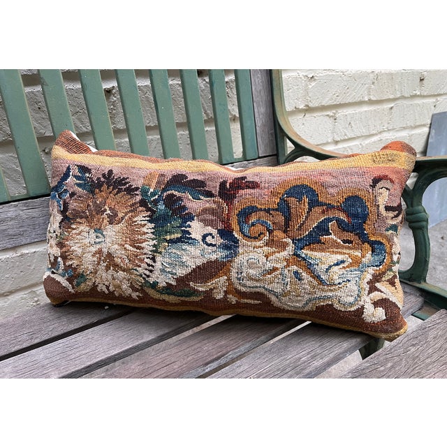 Victorian A Good Pillow With 18th Century Tapestry and Large Floral Motif For Sale - Image 3 of 7