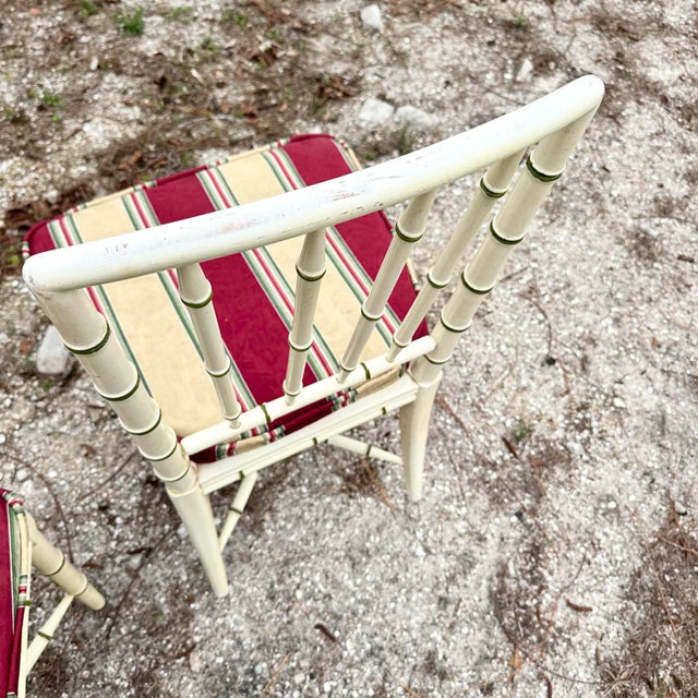 Vintage Coastal Faux Bamboo Dining Chairs - Set of 4 For Sale - Image 10 of 12