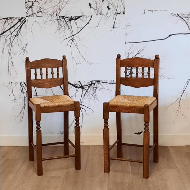 Vintage Bar Stools with Rush Seats, 1960s, Set of 2 For Sale - Image 13 of 13