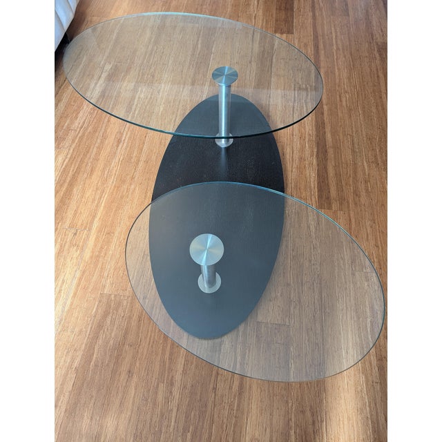 Elite Modern / Elite Manufacturing “Disco” Glass Cocktail & End Table Set For Sale - Image 4 of 4