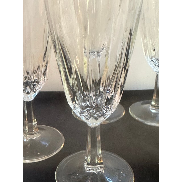 Glass 1970s "Diamant" Crystal d'Arques-Durand France 6" Tall Champagne Fluted Set of Six(6) For Sale - Image 7 of 18