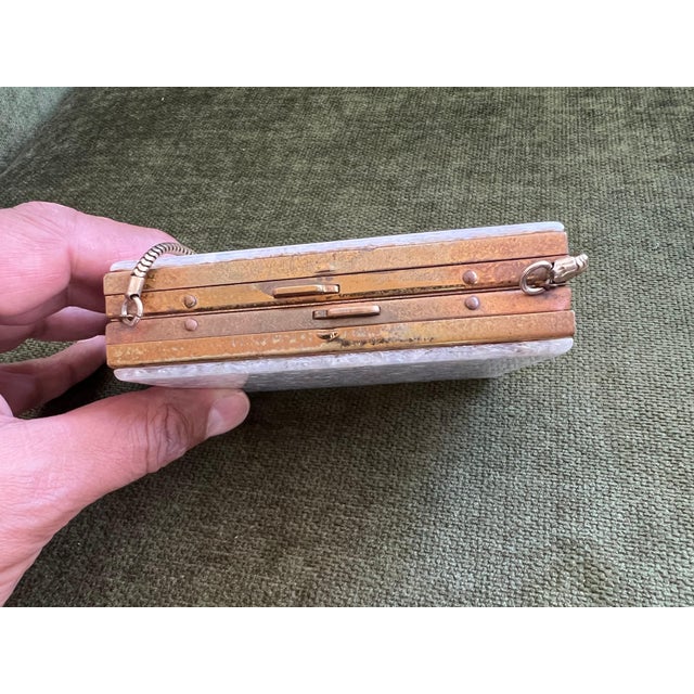 Mid 20th Century 1950s Mid-Century Evans Wristlet Compact and Cigarette Case with Mother of Pearl For Sale - Image 5 of 18