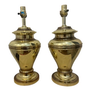 1980's Large Brass Ginger Jar Lamps For Sale