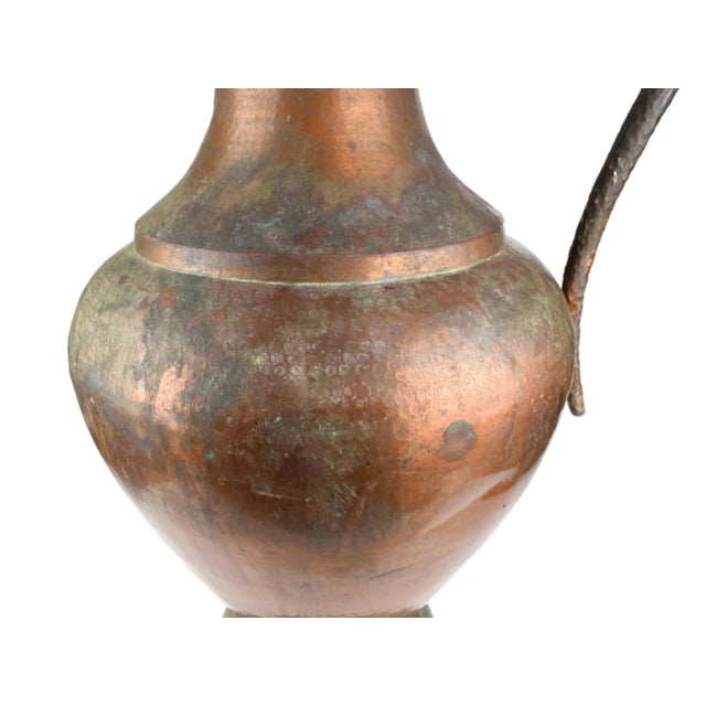 Italian Tall ExLarge Hammered Solid Copper Pitcher Vase Made in