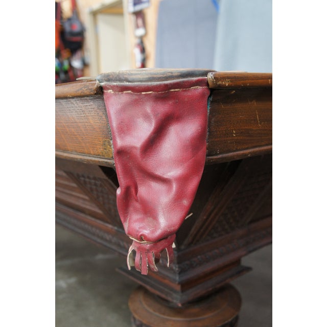 Antique 1890s Brunswick Balke Collender Jacobean Oak Union League Pool Table For Sale - Image 10 of 18