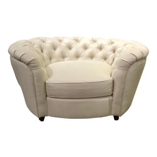 Caracole Modern Large White Tufted Everly Club Chair For Sale