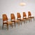 Set of Five Mid-Century Modern Scandinavian dining chairs, made in Norway c.1960’s. Upholstered in warm caramel naugahyde...