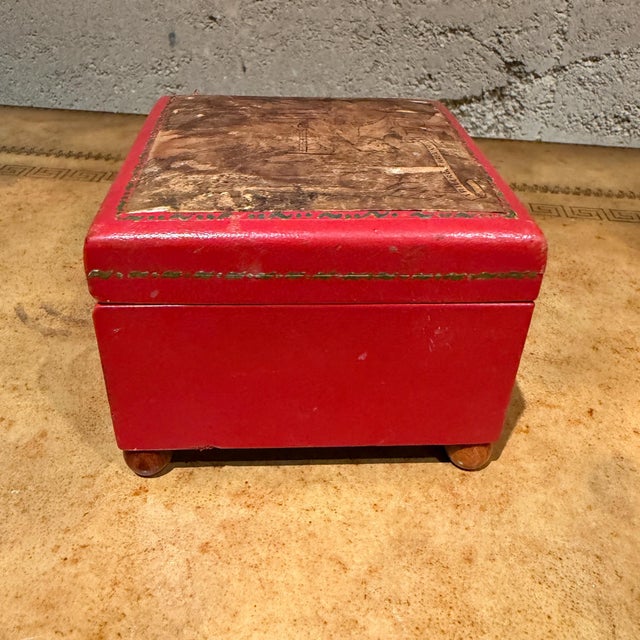 1950s Vintage Red Leather Box Triberger Wasserfälle Germany For Sale - Image 5 of 18