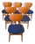 Vintage Teak Dining Chairs with Navy Blue Covers, 1960s, Set of 6 For Sale