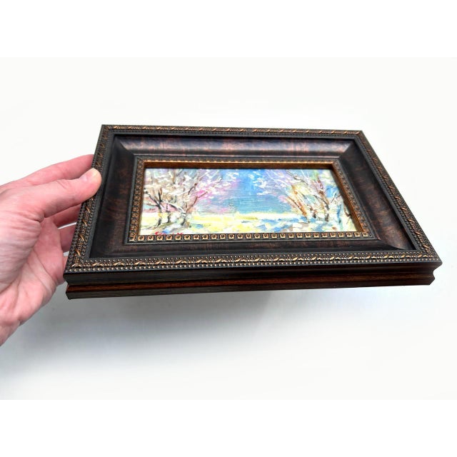 Contemporary Framed Original Painting Cherry Blossoms Plein Air Landscape by Valeriya Serova For Sale - Image 3 of 7