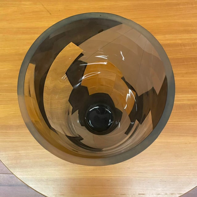 2000 - 2009 Tall Abstract Art Glass Vase With Textured Geometric and Layered Forms For Sale - Image 5 of 11