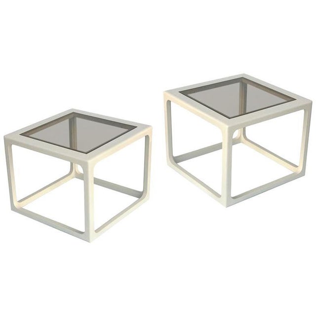 Off-white Modern Lacquered Side Tables - A Pair For Sale - Image 8 of 8