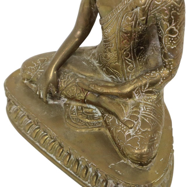 Unknown, Seated Buddha Statue Sculpture, Brass For Sale - Image 9 of 10