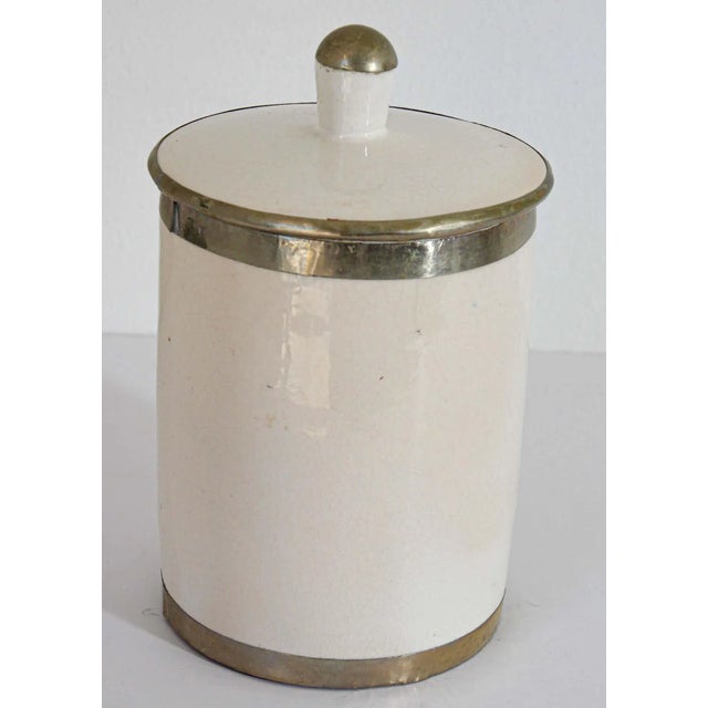 White Vintage Moroccan Ceramic Urn with Lid For Sale - Image 8 of 9