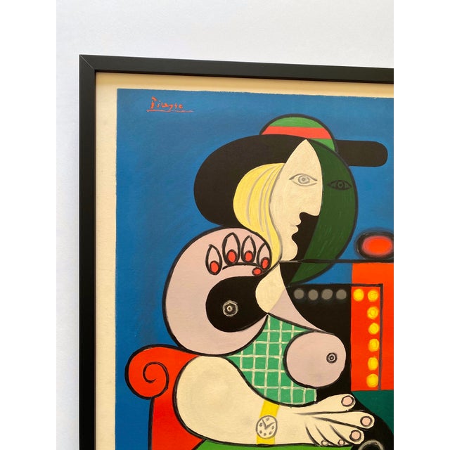 Pablo Picasso Pablo Picasso Vintage 1967 Mid Century Modern Mourlot Fine Art Lithograph Print Framed Cubist Exhibition Poster " Femme a La Montre " 1932 For Sale - Image 4 of 17
