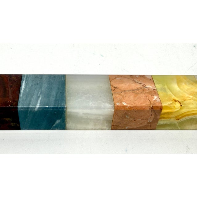 1900 - 1909 Antique Neoclassical Marble Ruler with Brass Caps, Late 19th Century For Sale - Image 5 of 18