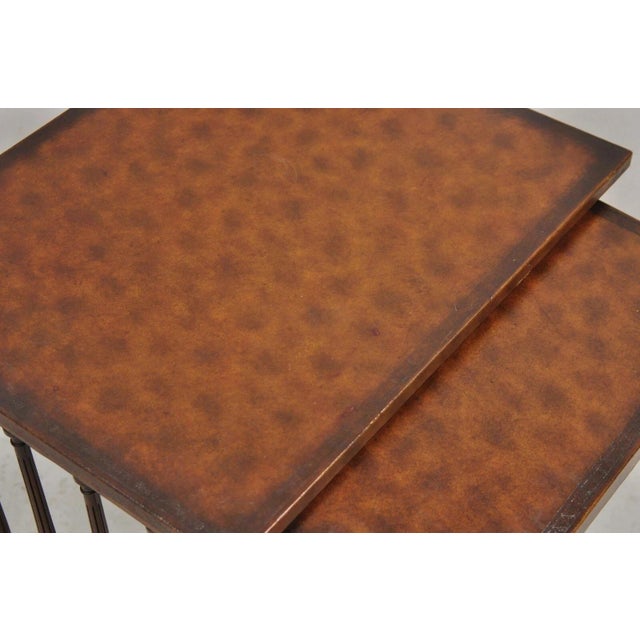 Regency Style Mahogany Brown Tooled Leather Accent Side Table by Highland House For Sale - Image 10 of 12