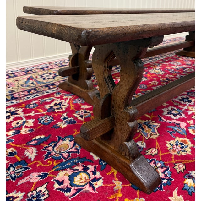 Antique French Farmhouse Benches Banquette Seating Pair Window Seats For Sale - Image 9 of 14