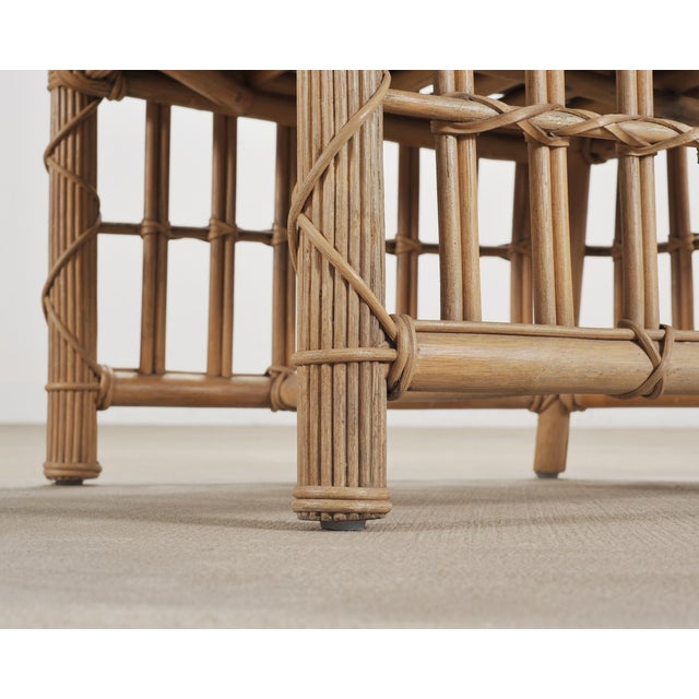 Set of Eight Danny Ho Fong Rattan Garden Dining Armchairs For Sale - Image 17 of 18