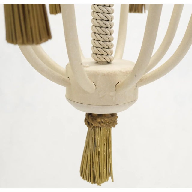 Metal Tassels & Twisted Rope Motive 8 Candles Light Fixture Chandelier For Sale - Image 10 of 13