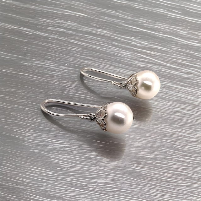 Akoya Pearl Earrings 14 Kt Yellow Gold Certified For Sale - Image 9 of 13