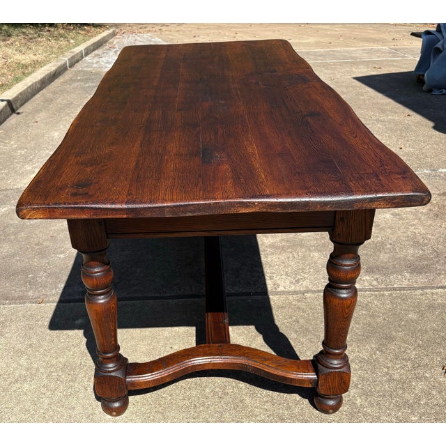 Brown French Country Farm Dining Table For Sale - Image 8 of 11