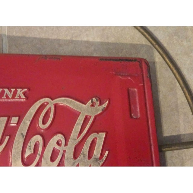 Coca Cola Bottling Co. Vintage Coca Cola Cooler Sign Arrow For Sale - Image 4 of 12