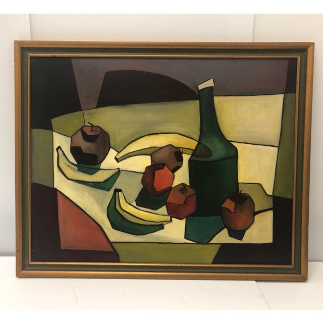 1970s Still Life With Green Bottle Painting For Sale - Image 4 of 4