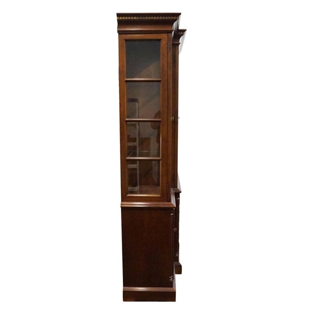High End Vintage Solid Mahogany Traditional Style 67" Lighted Display Breakfront China Cabinet For Sale - Image 12 of 12