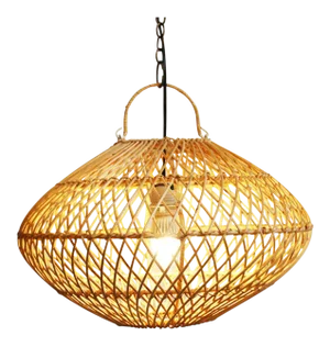 Modern Coastal Small Rattan Orb Pendant Light