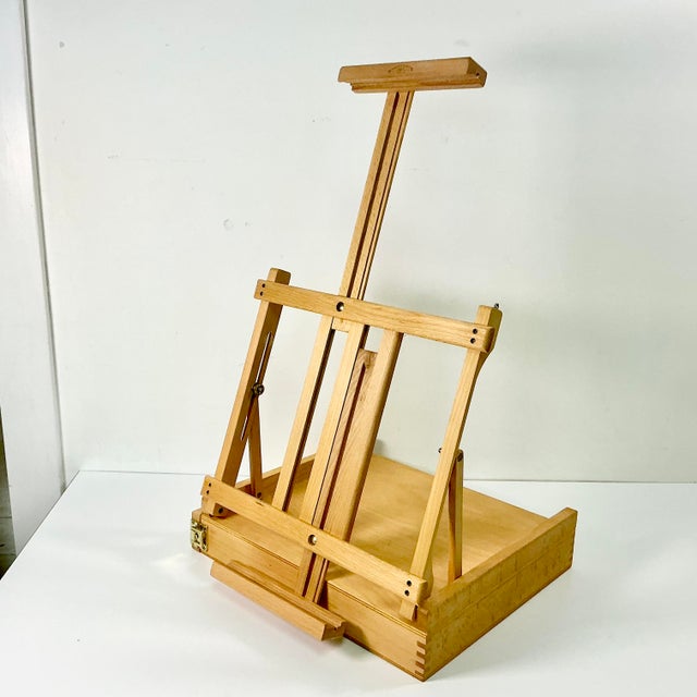 1970s Boho Chic English Painter’s Tabletop 34” Easel Portable Briefcase For Sale - Image 4 of 12
