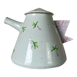 80's Postmodern Memphis - Style Ceramic Teapot Vase, Signed