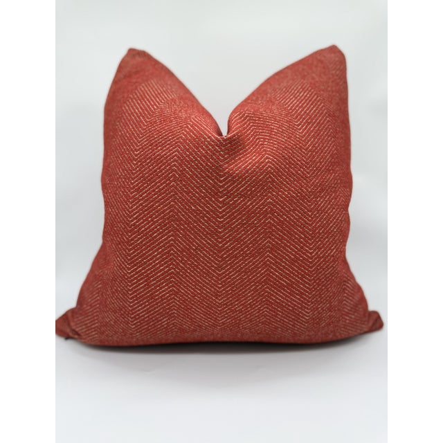 Decorative throw pillow cover made from P. Kaufmann’s Balfour fabric in Crimson from the Laurel Hill collection. This...