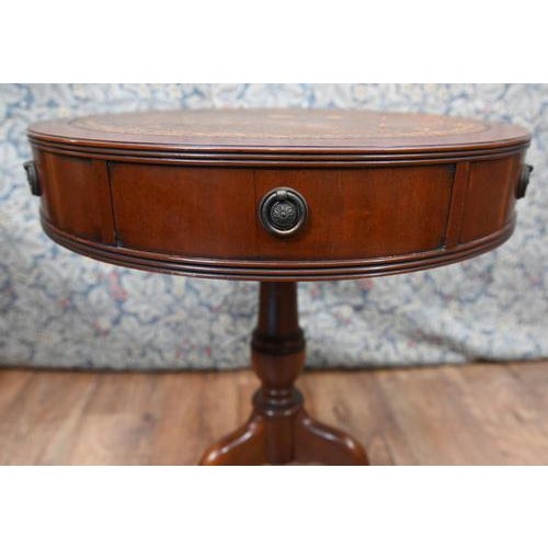 Georgian Revival Drum Table with Leather Top, 1890s For Sale - Image 3 of 6
