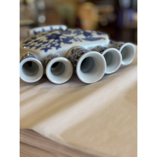 Vintage Chinese Blue and White Tulip Vase Vase For Sale - Image 4 of 9