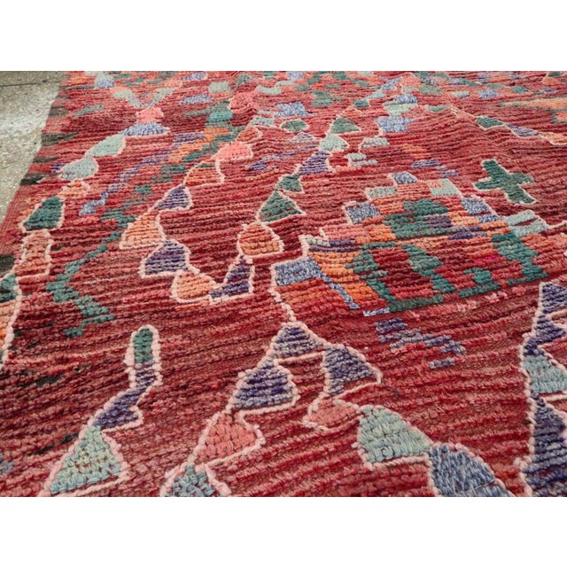 Galerie Shabab Collection Tribal Late 20th Century Handmade Moroccan Gallery Rug in Deep Red For Sale In New York - Image 6 of 10