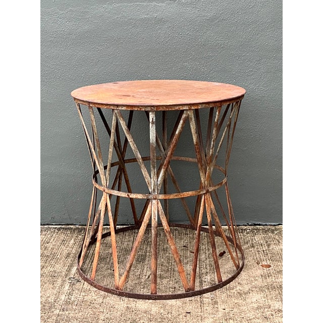 Modern Vintage Patinated Metal Table Pedestal For Sale - Image 3 of 12