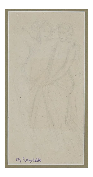 Charles Laudelle - Two Figures - Original Pencil on Paper - Early 20th Century