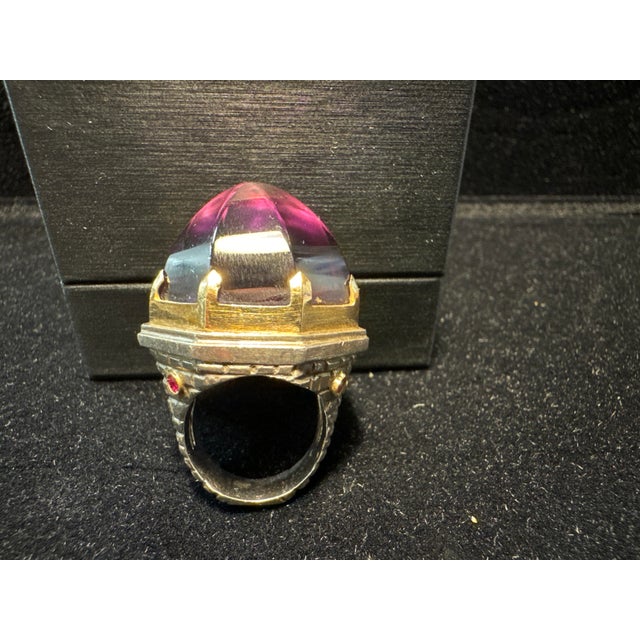 Purple Gold - Silver and Large Amethyst Ring Palazzo Ii Model from Jean Boggio For Sale - Image 8 of 9