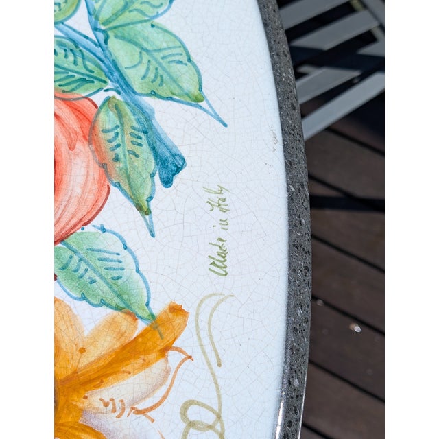 Handmade Sicilian Lava Stone Table from Duca di Camastra 48" diameter (120 cm) Four matching chairs Outdoor or Indoor use...