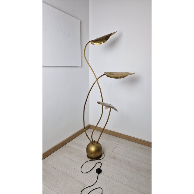 Three-Leaf Brass Floor Lamp by Carlo Giorgi for Bottega Gadda, 1960s For Sale - Image 6 of 15