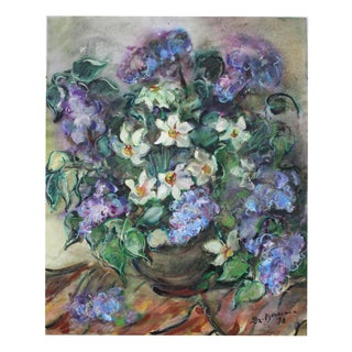Dzidra Bauma, Spring Flowers, 1990, Watercolor For Sale